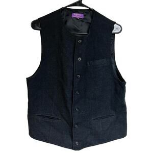 Vintage Men's Top Hat 100% Wool Button Down vest 100% wool Grandpacore dark gray